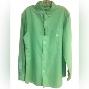 Chaps NWT Lime Green Oxford Long Sleeve Button Down Shirt Logo Men's Large
